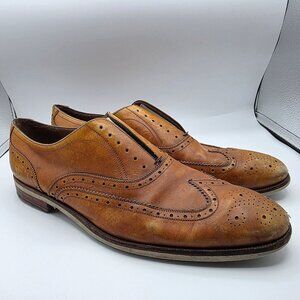 Salvatore Ferragamo Brogue Mens 13 D Brown Wingtip Shoes Casual Walking
